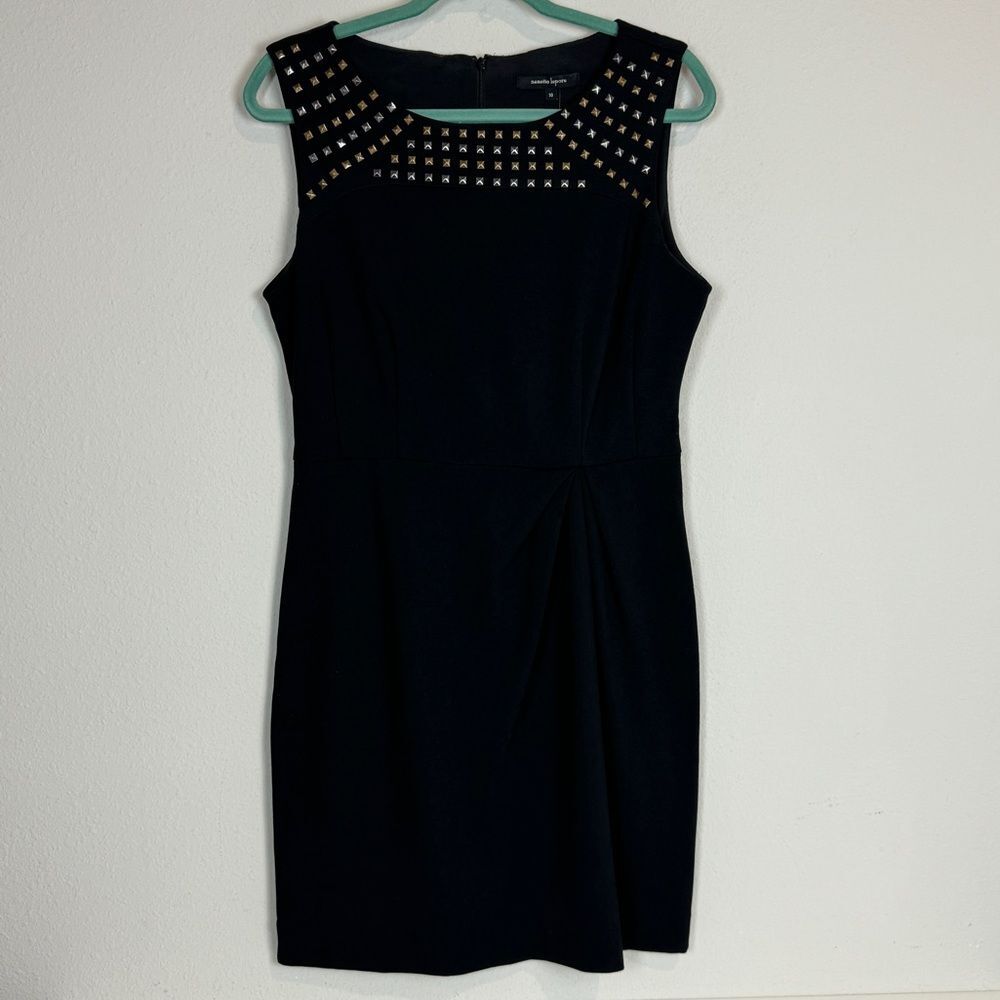 Nanette Lepore Black Caravan Studded Sleeveless Jersey Sheath Dress 10 NWT